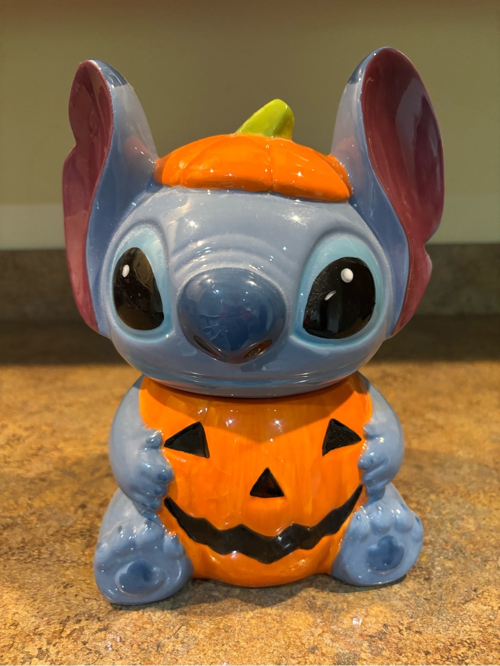 Disney Stitch Halloween fall Pumpkin cookie jar canister home decor